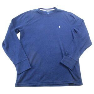 Polo Ralph Lauren Sleep Shirt Mens‎ Large Navy Waffle Knit Long Sleeve Crew Neck